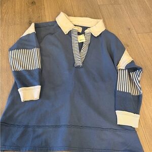 We The Free Kids Polo in Blue and Cream